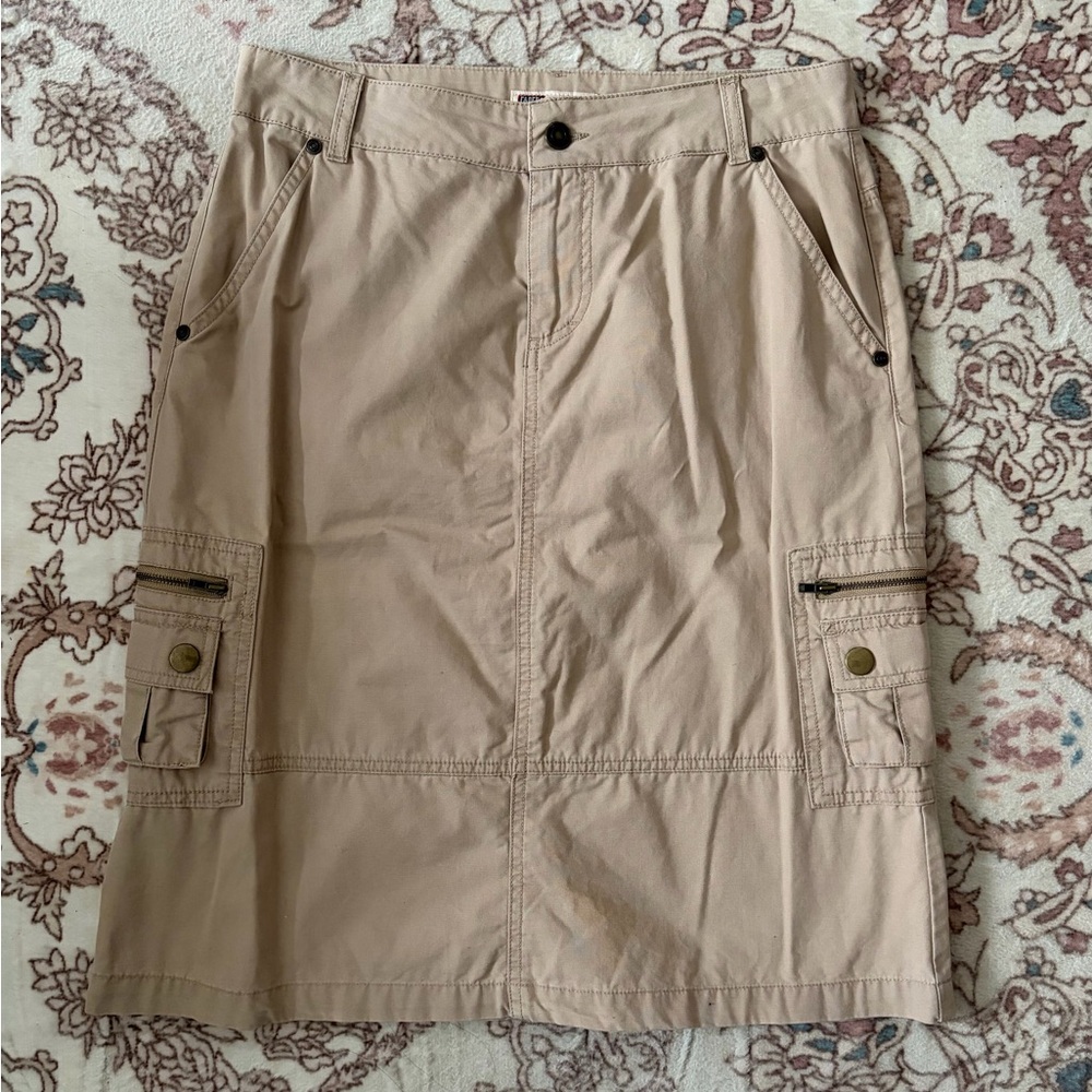 Y2K Faded Glory Khaki Cargo Skirt with Pockets